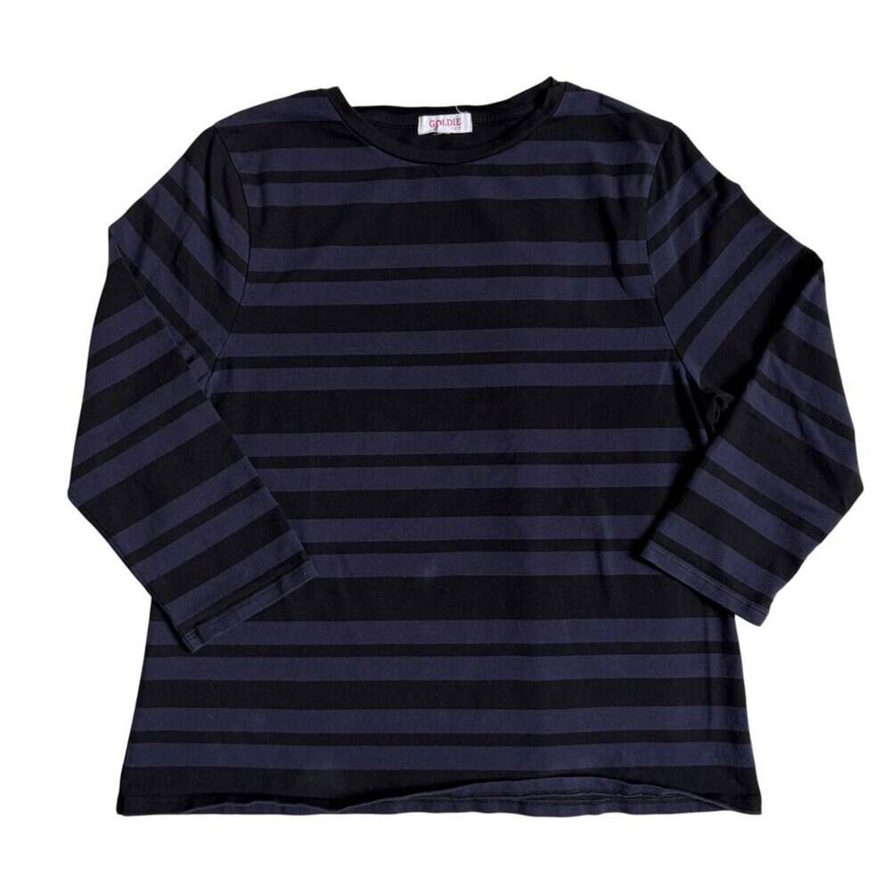 GOLDIE Tees Purple & Black Striped Half Sleeve T-Shirt - Size Large